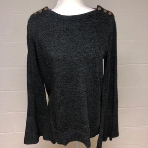 LOFT Grey Bell Sleeve Sweater